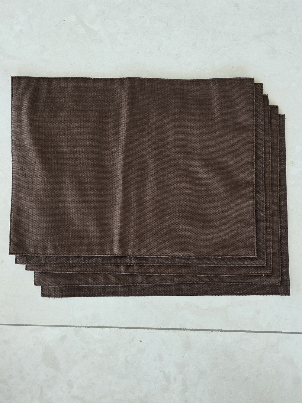 Set Of 5 Basketweave Placemats in Bark Brown - Home Kitchen Linen